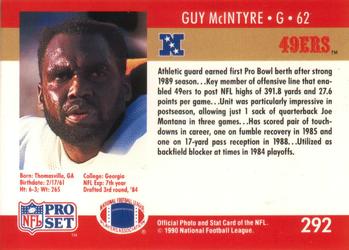 1990 Pro Set #292 Guy McIntyre Back