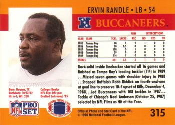 1990 Pro Set #315 Ervin Randle Back