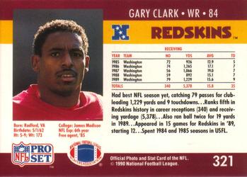1990 Pro Set #321 Gary Clark Back