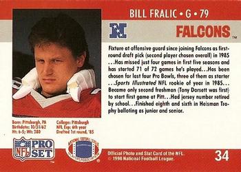 1990 Pro Set #34 Bill Fralic Back