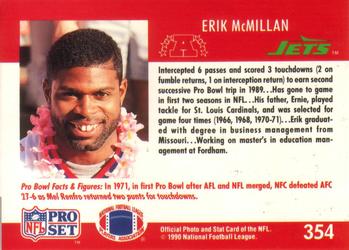 1990 Pro Set #354 Erik McMillan Back