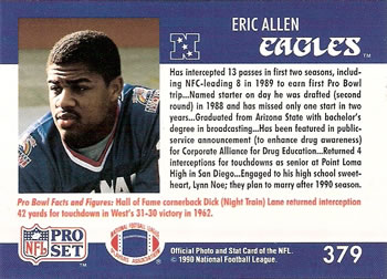 1990 Pro Set #379 Eric Allen Back