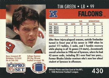 1990 Pro Set #430 Tim Green Back