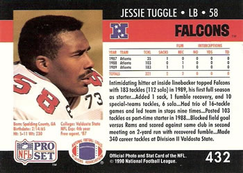 1990 Pro Set #432 Jessie Tuggle Back