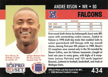 1990 Pro Set #434 Andre Rison Back