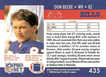 1990 Pro Set #435 Don Beebe Back