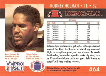 1990 Pro Set #464 Rodney Holman Back