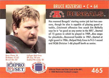 1990 Pro Set #465 Bruce Kozerski Back