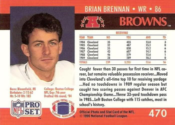 1990 Pro Set #470 Brian Brennan Back