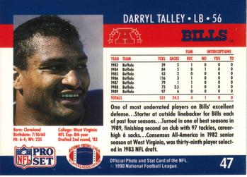 1990 Pro Set #47 Darryl Talley Back