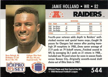 1990 Pro Set #544 Jamie Holland Back