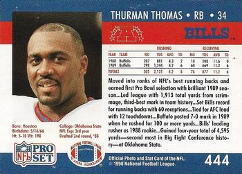 1990 Pro Set #444 Thurman Thomas Back