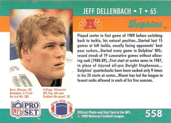 1990 Pro Set #558 Jeff Dellenbach Back