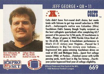 1990 Pro Set #669 Jeff George Back