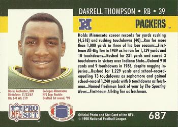 1990 Pro Set #687 Darrell Thompson Back