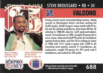1990 Pro Set #688 Steve Broussard Back