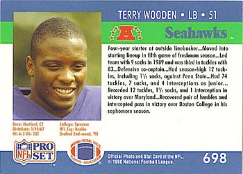 1990 Pro Set #698 Terry Wooden Back