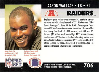1990 Pro Set #706 Aaron Wallace Back