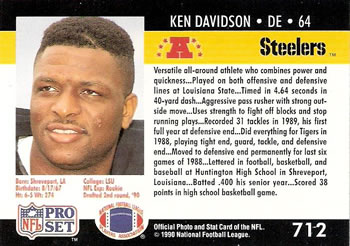 1990 Pro Set #712 Ken Davidson Back