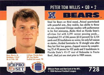 1990 Pro Set #728 Peter Tom Willis Back
