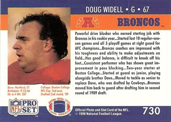 1990 Pro Set #730 Doug Widell Back