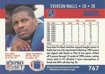 1990 Pro Set #767 Everson Walls Back
