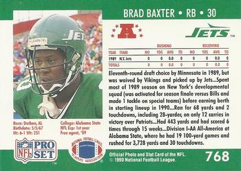 1990 Pro Set #768 Brad Baxter Back