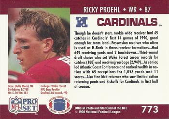 1990 Pro Set #773 Ricky Proehl Back