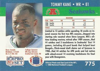1990 Pro Set #775 Tommy Kane Back