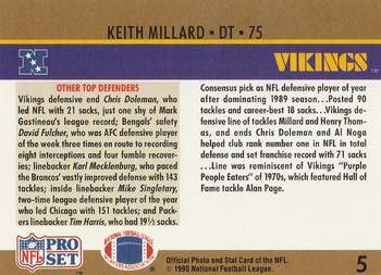 1990 Pro Set #5 Keith Millard Back