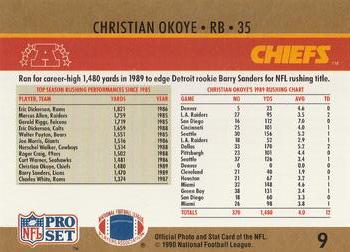 1990 Pro Set #9 Christian Okoye Back