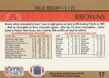 1990 Pro Set #17 Felix Wright Back