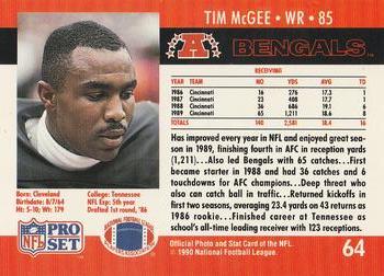 1990 Pro Set #64 Tim McGee Back