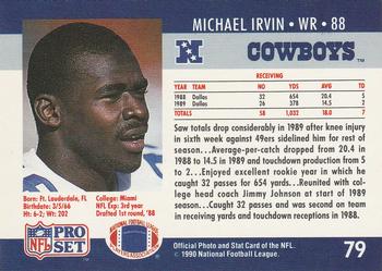 1990 Pro Set #79 Michael Irvin Back