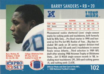 1990 Pro Set #102 Barry Sanders Back