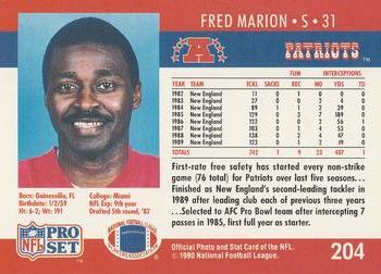 1990 Pro Set #204 Fred Marion Back