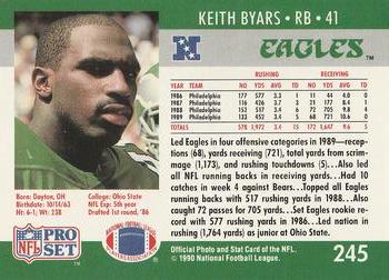 1990 Pro Set #245 Keith Byars Back
