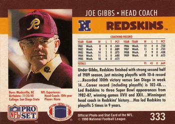 1990 Pro Set #333 Joe Gibbs Back