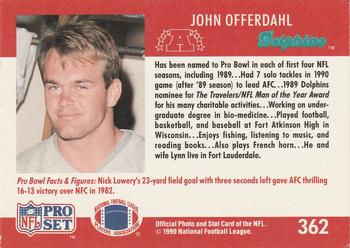 1990 Pro Set #362 John Offerdahl Back