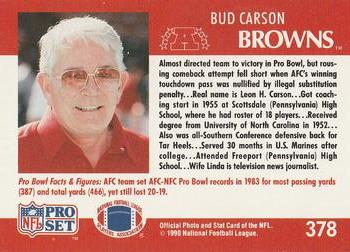 1990 Pro Set #378 Bud Carson Back