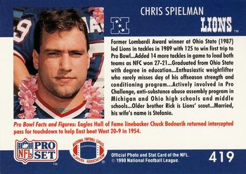 1990 Pro Set #419 Chris Spielman Back