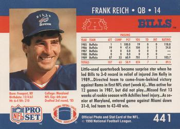 1990 Pro Set #441 Frank Reich Back