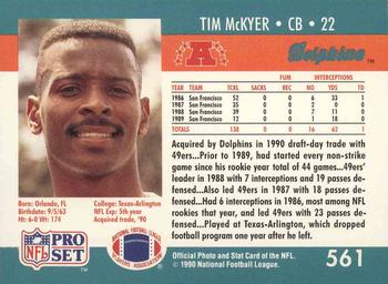 1990 Pro Set #561 Tim McKyer Back
