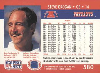 1990 Pro Set #580 Steve Grogan Back