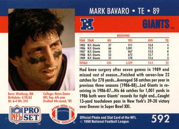 1990 Pro Set #592 Mark Bavaro Back