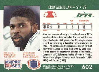 1990 Pro Set #602 Erik McMillan Back