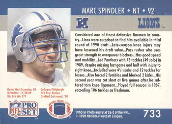 1990 Pro Set #733 Marc Spindler Back