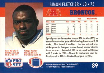 1990 Pro Set #89 Simon Fletcher Back
