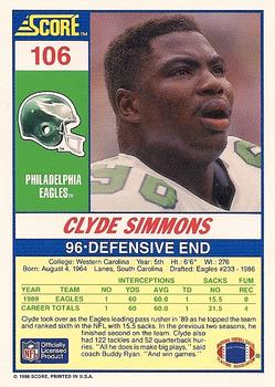 1990 Score #106 Clyde Simmons Back
