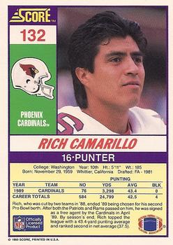1990 Score #132 Rich Camarillo Back